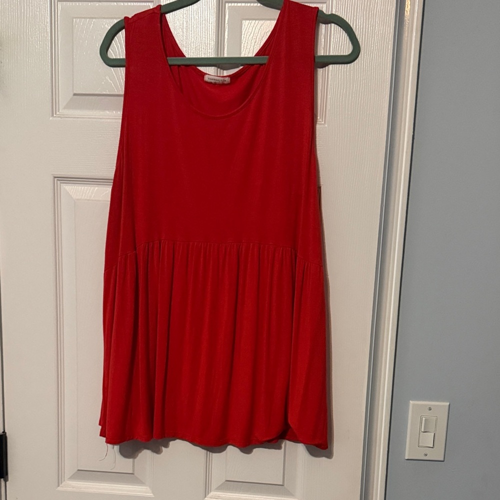 Chic Soul Red Sleeveless Peplum Tank
